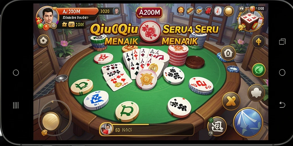 Tangkapan layar gameplay A200M yang menampilkan keseruan bermain QiuQiu.