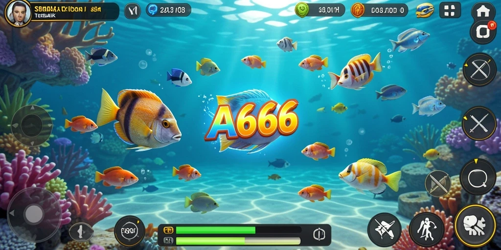 Screenshot gameplay menampilkan aksi menembak ikan yang seru.