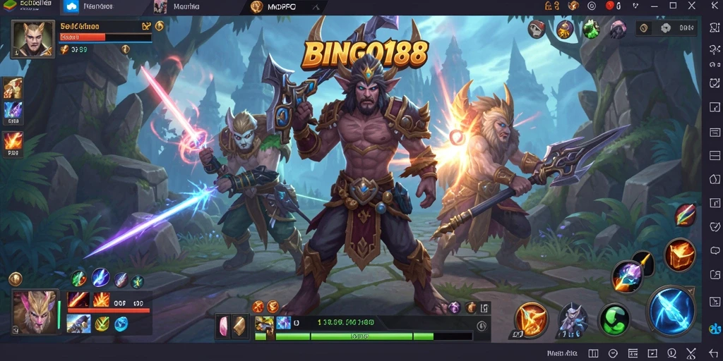 Tampilan screenshot utama BINGO188 menunjukkan karakter dalam pertempuran epik.