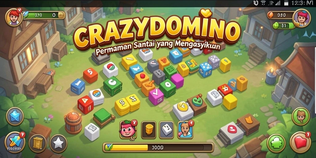 Screenshot utama menunjukkan aksi seru gameplay Idle CRAZYDOMINO.