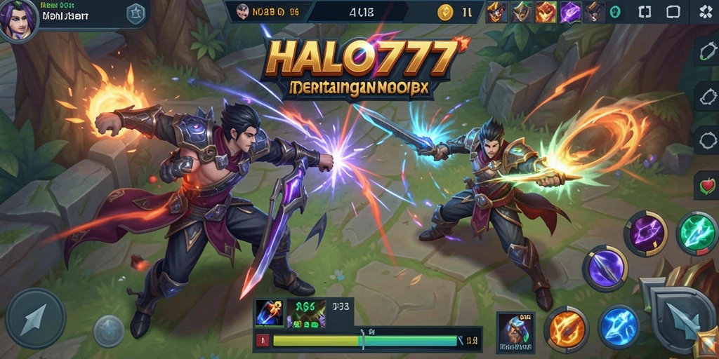 Screenshot menunjukkan pertempuran seru di arena HALO777.