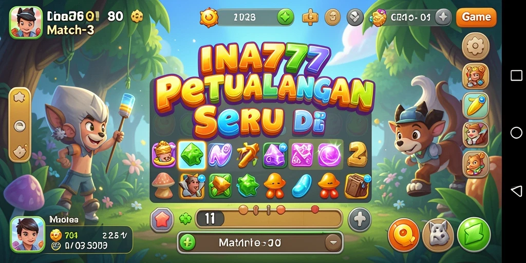Gameplay Match-3 yang menantang dengan grafis cerah.