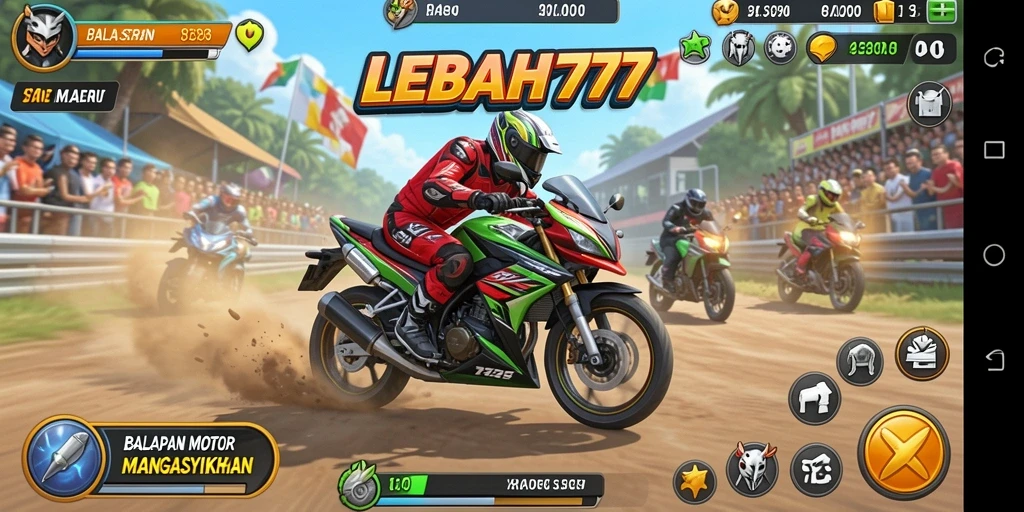 Gameplay seru dalam balapan motor LEBAH777 yang penuh aksi.