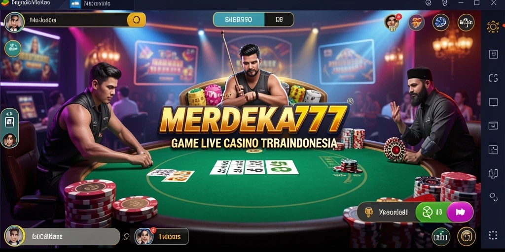 Tampilan gameplay MERDEKA777 dengan dealer langsung di kasino.