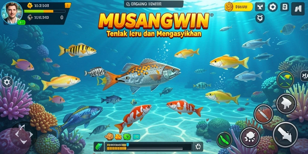 Tampilan gameplay menembak ikan di MUSANGWIN yang seru.