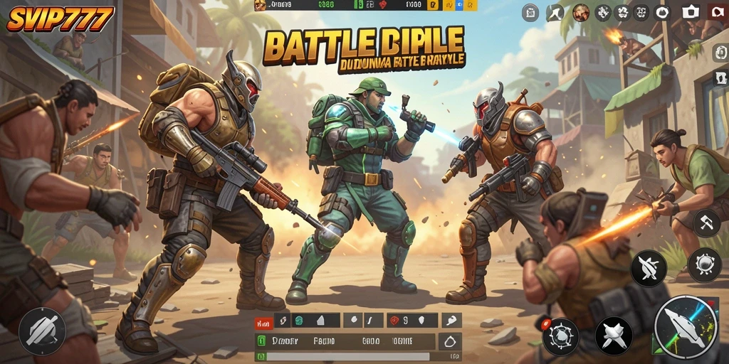 Gameplay mendebarkan dengan pertarungan intens di arena Battle Royale.