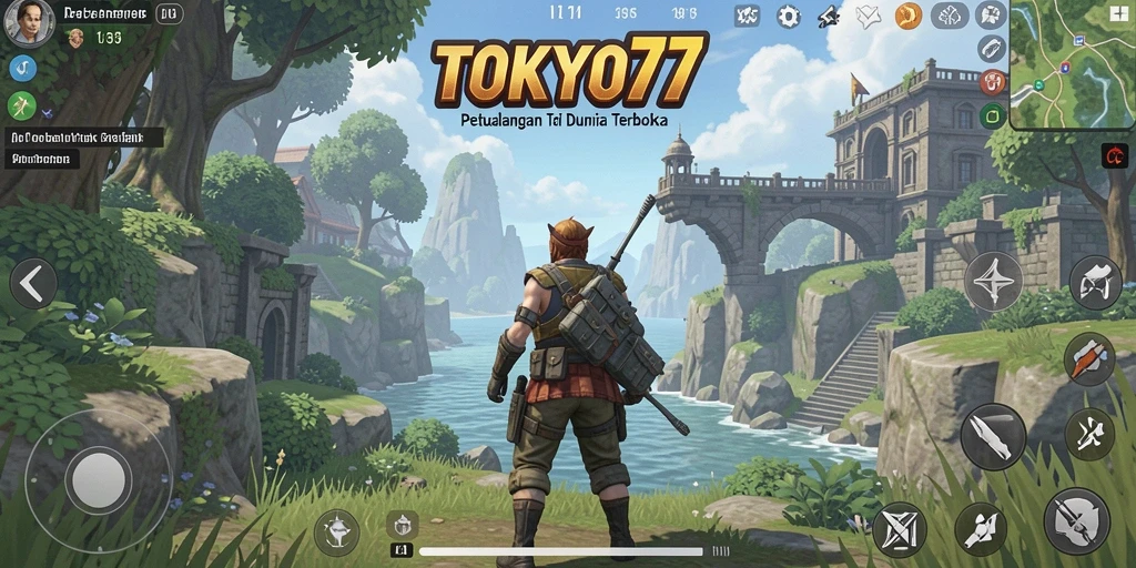 Tampilan gameplay melintasi dunia luas di TOKYO77.