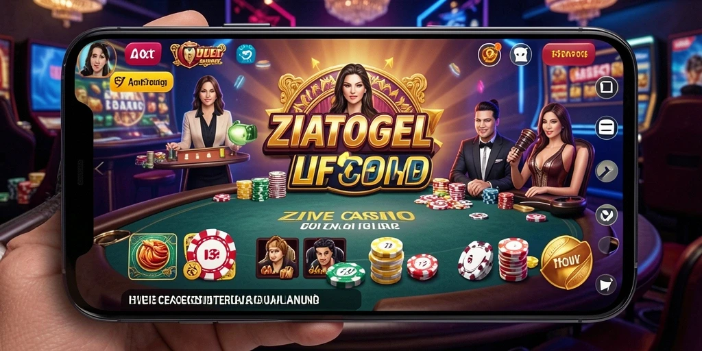 Gameplay ZIATOGEL dengan dealer live yang interaktif.